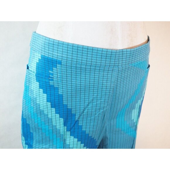 AKRIS Blue Geometric Windowpane Geometric Slim Leg Pants, Size 8 (US) 40 (FR) - Picture 2 of 12